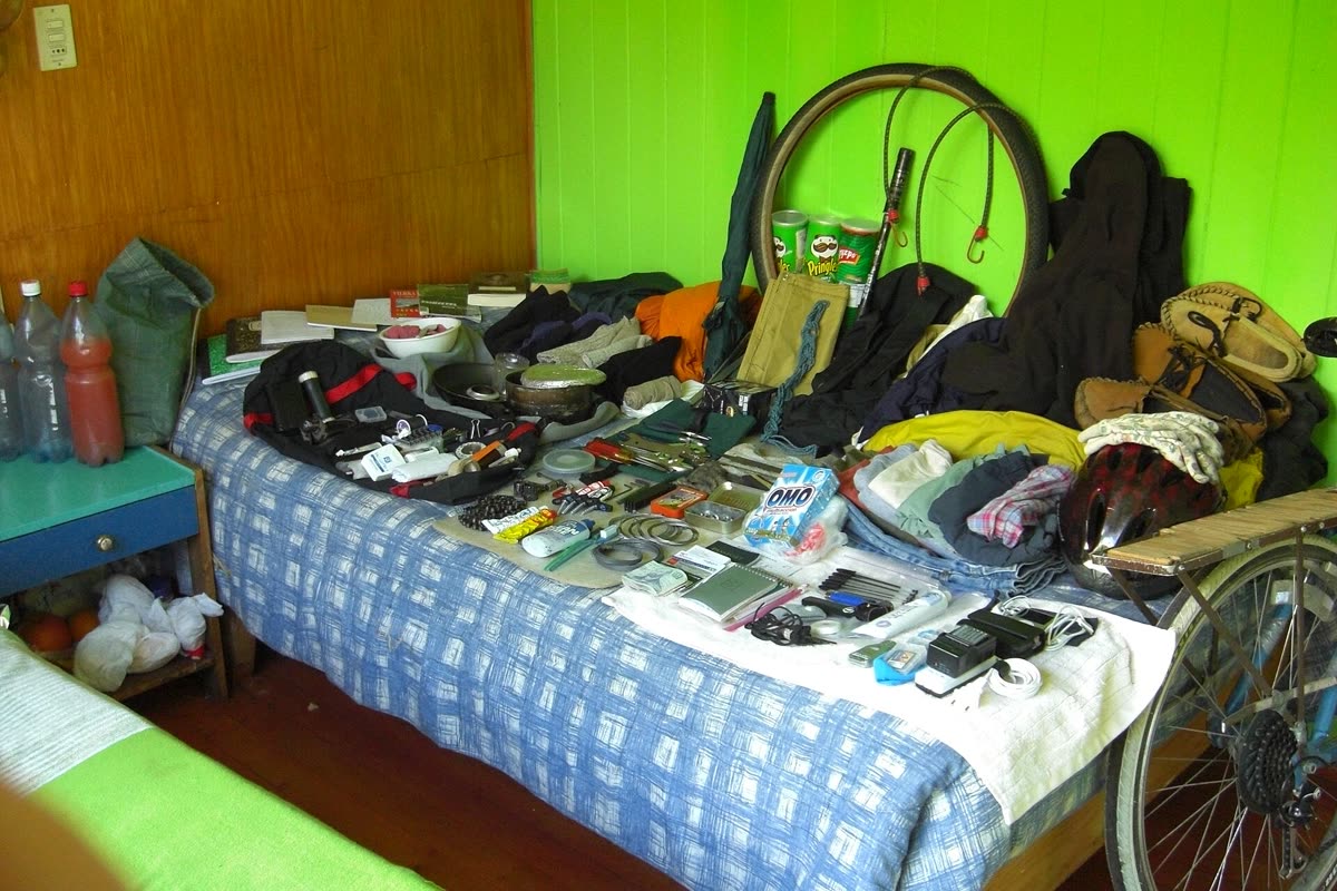 Backpacking gear laid out and ready to pack