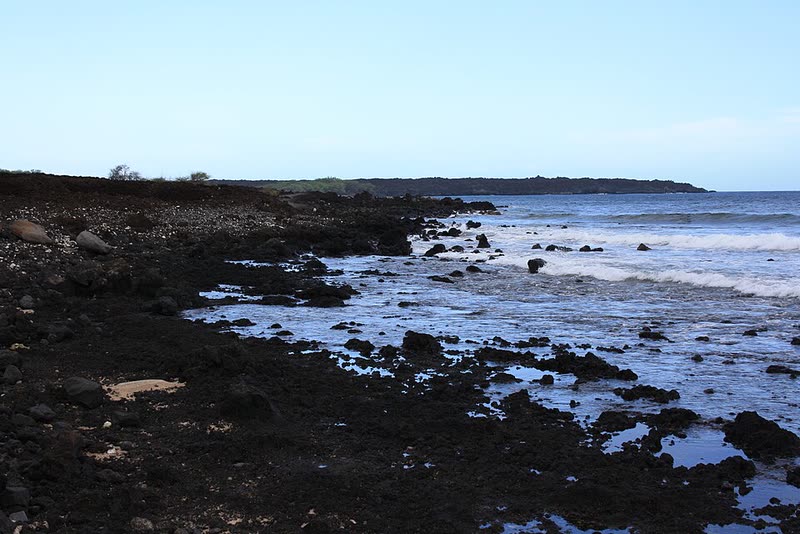 Rough black lava rock meets the ocean at La Pérouse Bay on Maui's south coast.